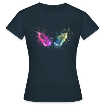 angelwings,flügel,aquarell,bunt,engelsflügel - Frauen T-Shirt - Navy - Vorne - AI Model Female 172 dark (172cm)