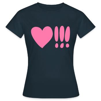 Coeur avec point d’exclamation Pink - T-shirt Femme - marine - Devant - AI Model Female 172 dark (172cm)