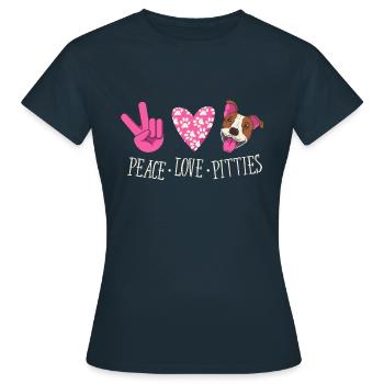 Frieden Liebe Pitbulls - Hunde Besitzer Herrchen - Frauen T-Shirt - Navy - Vorne - AI Model Female 172 dark (172cm)