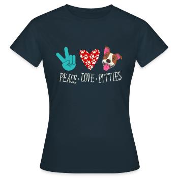 Frieden Liebe Pitbulls - Hunde Besitzer Herrchen - Frauen T-Shirt - Navy - Vorne - AI Model Female 172 dark (172cm)