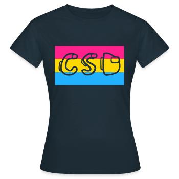 Pansexual Pride CSD - T-shirt Femme - marine - Devant - AI Model Female 172 dark (172cm)