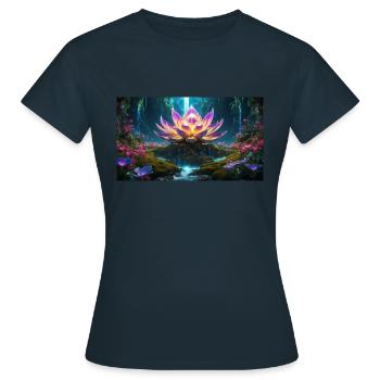 Lotus Blossom - Women's T-Shirt - navy - Front - AI Model Female 172 dark (172cm)