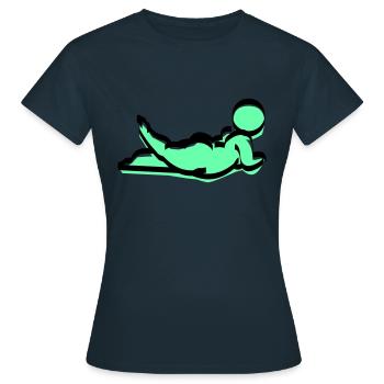 chubby woman in green - Women's T-Shirt - navy - Front - AI Model Female 172 dark (172cm)