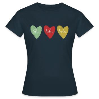 leben lieben lachen - Frauen T-Shirt - Navy - Vorne - AI Model Female 172 dark (172cm)
