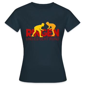 RINGEN und es geht rund - Frauen T-Shirt - Navy - Vorne - AI Model Female 172 dark (172cm)