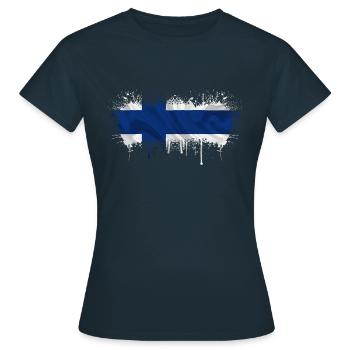 Finlande Suomi helsinki scandinavie viking fine FIN - T-shirt Femme - marine - Devant - AI Model Female 172 dark (172cm)