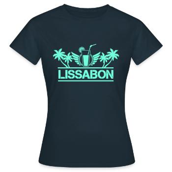 lissabon - Frauen T-Shirt - Navy - Vorne - AI Model Female 172 dark (172cm)
