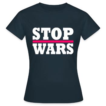 Stop wars - T-shirt Femme - marine - Devant - AI Model Female 172 dark (172cm)