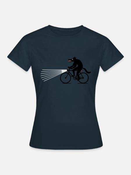 Wolf, Fahrrad - Frauen T-Shirt - Navy