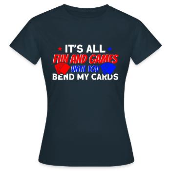 Trading Card Playing Card Card Game Gift - Women's T-Shirt - navy - Front - AI Model Female 172 dark (172cm)