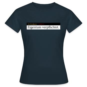 Grundgesetz - Artikel 14 - Frauen T-Shirt - Navy - Vorne - AI Model Female 172 dark (172cm)