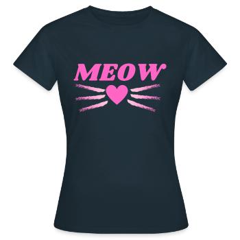 Meow Miau Katze Herz Schnurrhaare Geschenkidee - Frauen T-Shirt - Navy - Vorne - AI Model Female 172 dark (172cm)