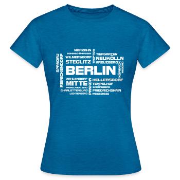 Berlin und seine Stadtteile - Frauen T-Shirt - Antikblaues Saphir meliert - Vorne - AI Model Female 172 dark (172cm)