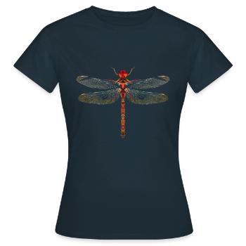 Libelle farbenfroh - Frauen T-Shirt - Navy - Vorne - AI Model Female 172 dark (172cm)