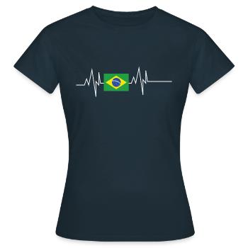 Drapeau du Brésil Heartbeat - T-shirt Femme - marine - Devant - AI Model Female 172 dark (172cm)