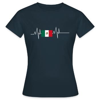 Mexiko Flagge Herzschlag - Frauen T-Shirt - Navy - Vorne - AI Model Female 172 dark (172cm)