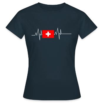 Drapeau suisse Heartbeat - T-shirt Femme - marine - Devant - AI Model Female 172 dark (172cm)