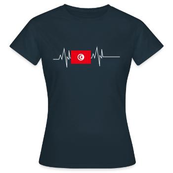 Drapeau tunisien battement de cœur - T-shirt Femme - marine - Devant - AI Model Female 172 dark (172cm)