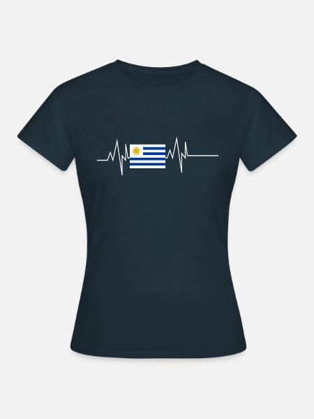 Uruguay Flagge Herzschlag - Frauen T-Shirt - Navy
