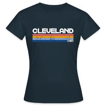 Vintage 70s 80s Style Cleveland, OH - T-shirt Femme - marine - Devant - AI Model Female 172 dark (172cm)