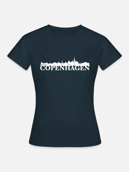 Kopenhagen Denemarken skyline cadeau idee - Dame-T-shirt - marineblå