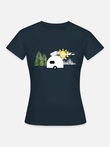 Nature avec caravane - T-shirt Femme - marine