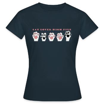 Katzenliebhaber High Five - Frauen T-Shirt - Navy - Vorne - AI Model Female 172 dark (172cm)