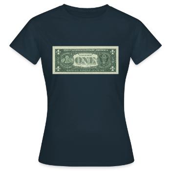 One Dollar Bill. Ein Dollar Schein - Frauen T-Shirt - Navy - Vorne - AI Model Female 172 dark (172cm)