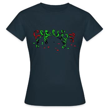 Paper streamer - Women's T-Shirt - navy - Front - AI Model Female 172 dark (172cm)