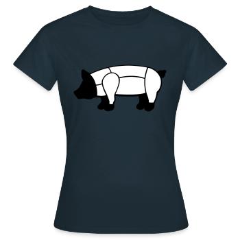 Schweinefleisch - Frauen T-Shirt - Navy - Vorne - AI Model Female 172 dark (172cm)