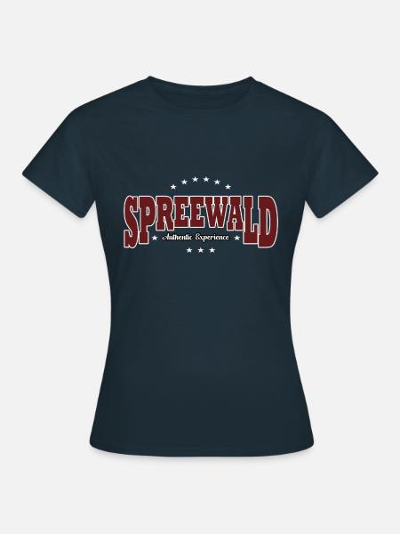 Spreewald Authentic Schriftzug rot - Frauen T-Shirt - Navy