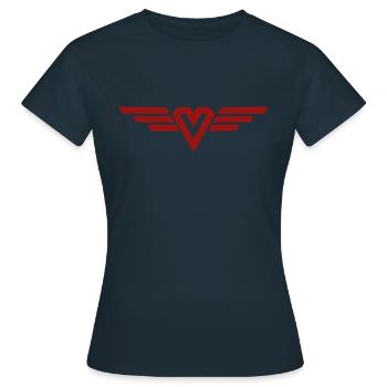 Super Maman - Cœur et ailes - T-shirt Femme - marine - Devant - AI Model Female 172 dark (172cm)