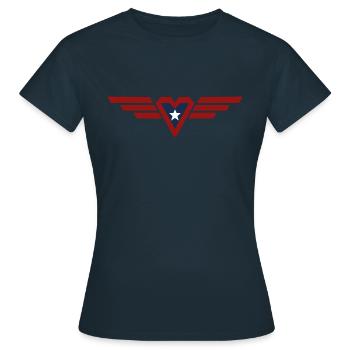 Super Mom Heart Star Wings - Women's T-Shirt - navy - Front - AI Model Female 172 dark (172cm)