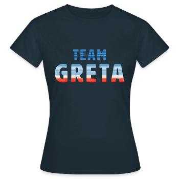 Team Greta | Warming Stripes - Frauen T-Shirt - Navy - Vorne - AI Model Female 172 dark (172cm)