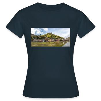 Forteresse de Reichsburg (Reichsburg) Cochem Rhénanie - T-shirt Femme - marine - Devant - AI Model Female 172 dark (172cm)