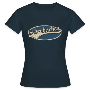 Gelsenkirchen Deutschland Vintage Typografie - Frauen T-Shirt - Navy - Vorne - AI Model Female 172 dark (172cm)