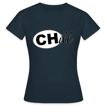 CHill Autoaufkleber (CH) - Frauen T-Shirt - Navy - Vorne - AI Model Female 172 dark (172cm)