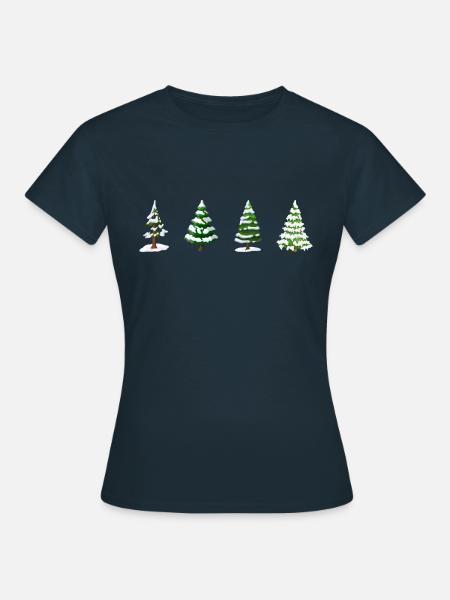 Verschneiter Weihnachtsbaum - Frauen T-Shirt - Navy