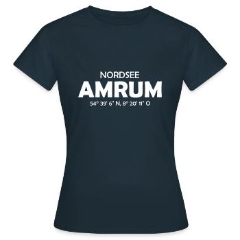 Amrum Koordinaten Ebbe Flut Nordsee - Frauen T-Shirt - Navy - Vorne - AI Model Female 172 dark (172cm)