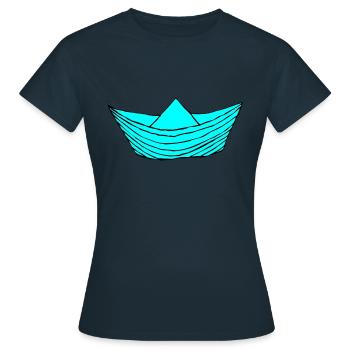 Bateau en papier - T-shirt Femme - marine - Devant - AI Model Female 172 dark (172cm)
