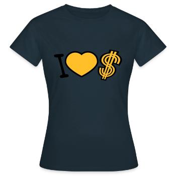 coeur dollar j'aime amour symbole signe argent riche - T-shirt Femme - marine - Devant - AI Model Female 172 dark (172cm)