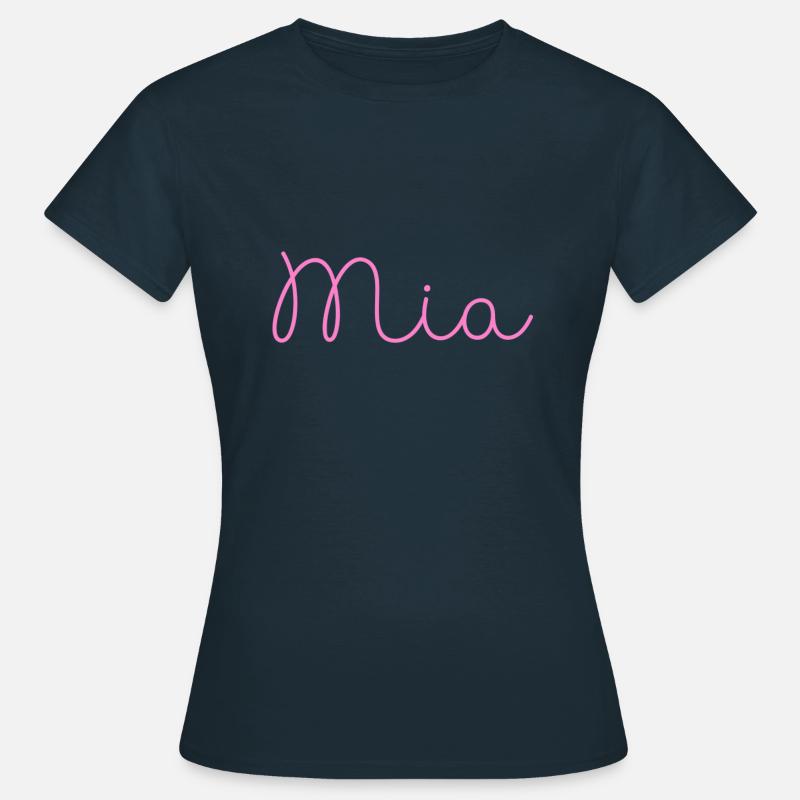 mia, script, school script, pink - Women's T-Shirt - navy