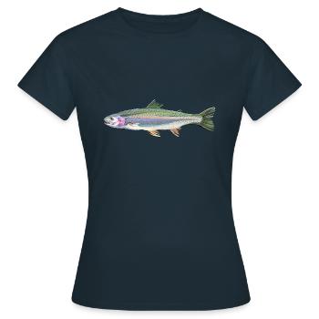 Forelle - Frauen T-Shirt - Navy - Vorne - AI Model Female 172 dark (172cm)