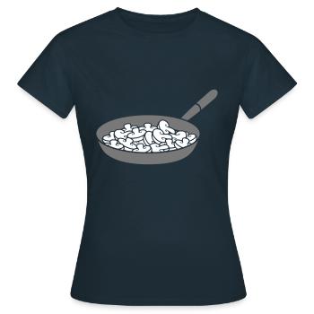 design cool pilze pilzpfanne champignons koechin g - Frauen T-Shirt - Navy - Vorne - AI Model Female 172 dark (172cm)