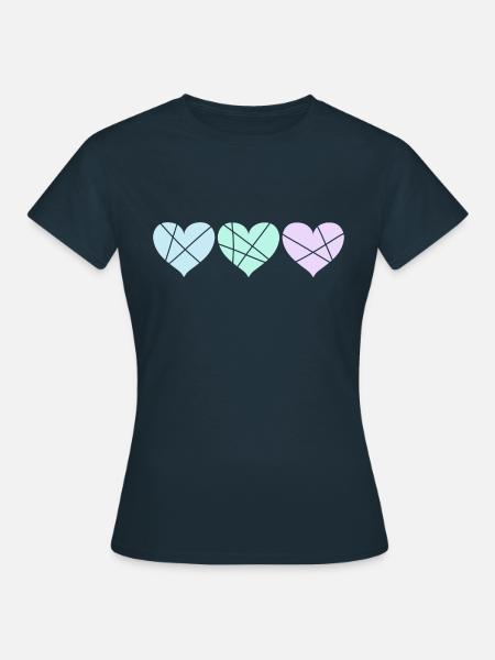 Pastell Herzen - Frauen T-Shirt - Navy