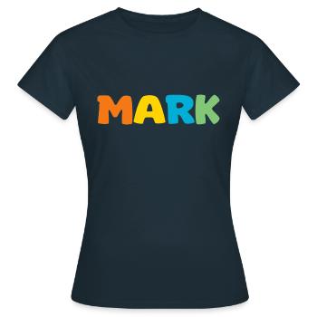 Name - Mark - Frauen T-Shirt - Navy - Vorne - AI Model Female 172 dark (172cm)