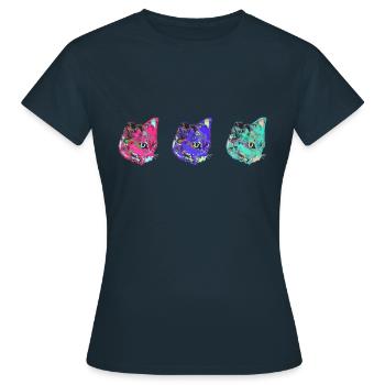 chats, coloré, pop-art, art, warhol, graffiti, chat - T-shirt Femme - marine - Devant - AI Model Female 172 dark (172cm)