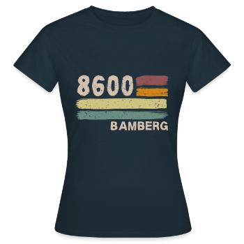 8600 Bamberg Retro Postleitzahlen Alte PLZ Vintage - Frauen T-Shirt - Navy - Vorne - AI Model Female 172 dark (172cm)