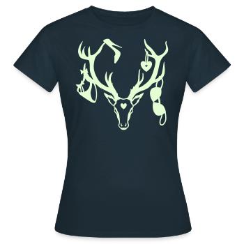 Hirsch mit Beute / Brunftzeit 1c - Frauen T-Shirt - Navy - Vorne - AI Model Female 172 dark (172cm)
