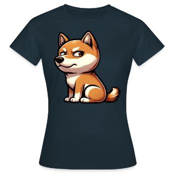 Süßer Shiba Inu lustiger skeptischer Blick - Frauen T-Shirt - Navy - Vorne - AI Model Female 172 dark (172cm)